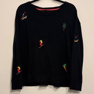 Christmas Tree & Ski Embroidered Long Sleeve Top